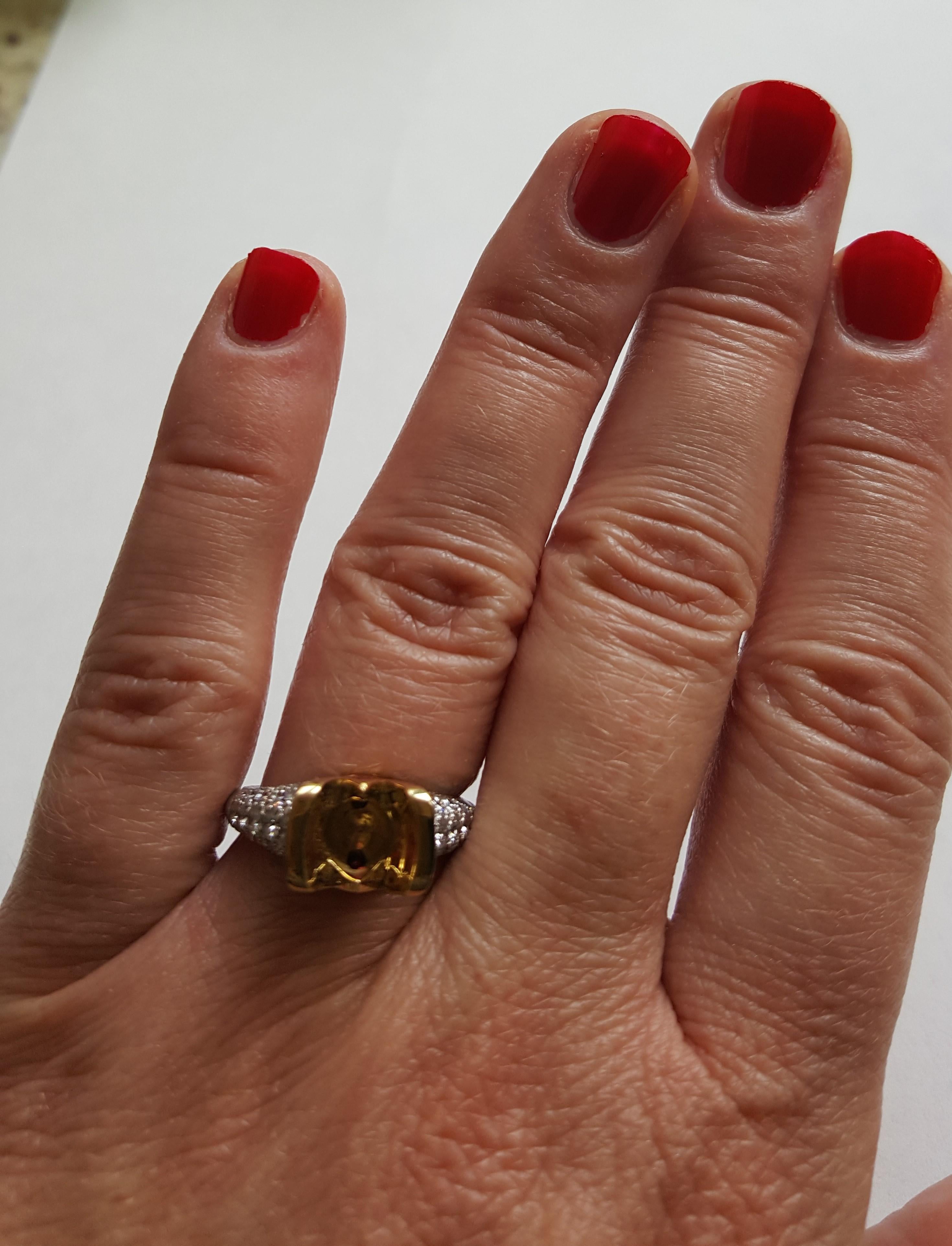Pave Diamond Ruby Engagement Ring Platinum 18 Karat Yellow Gold Semi-Mount Ring 2