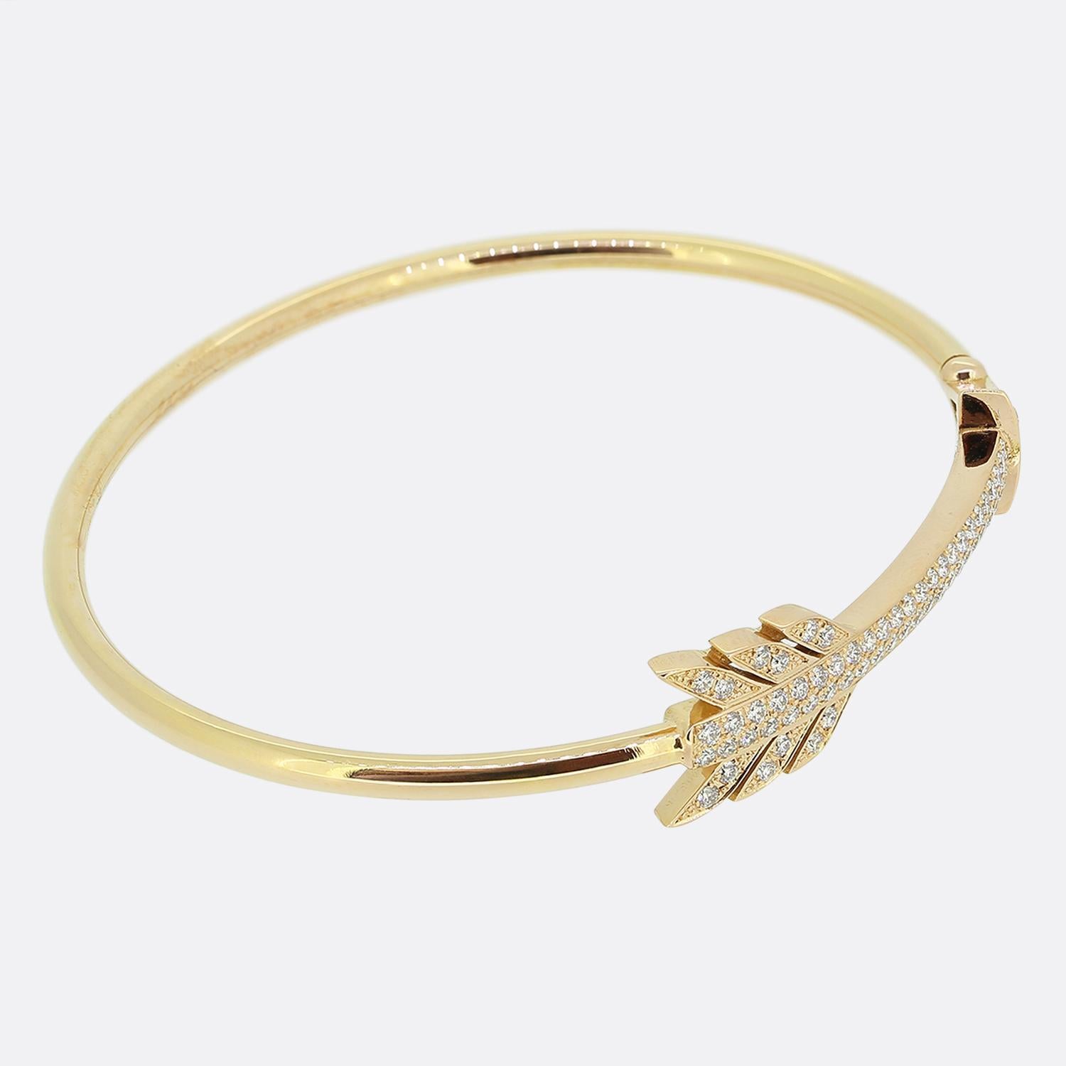 Brilliant Cut Pavé Diamond Set Arrow Bangle For Sale