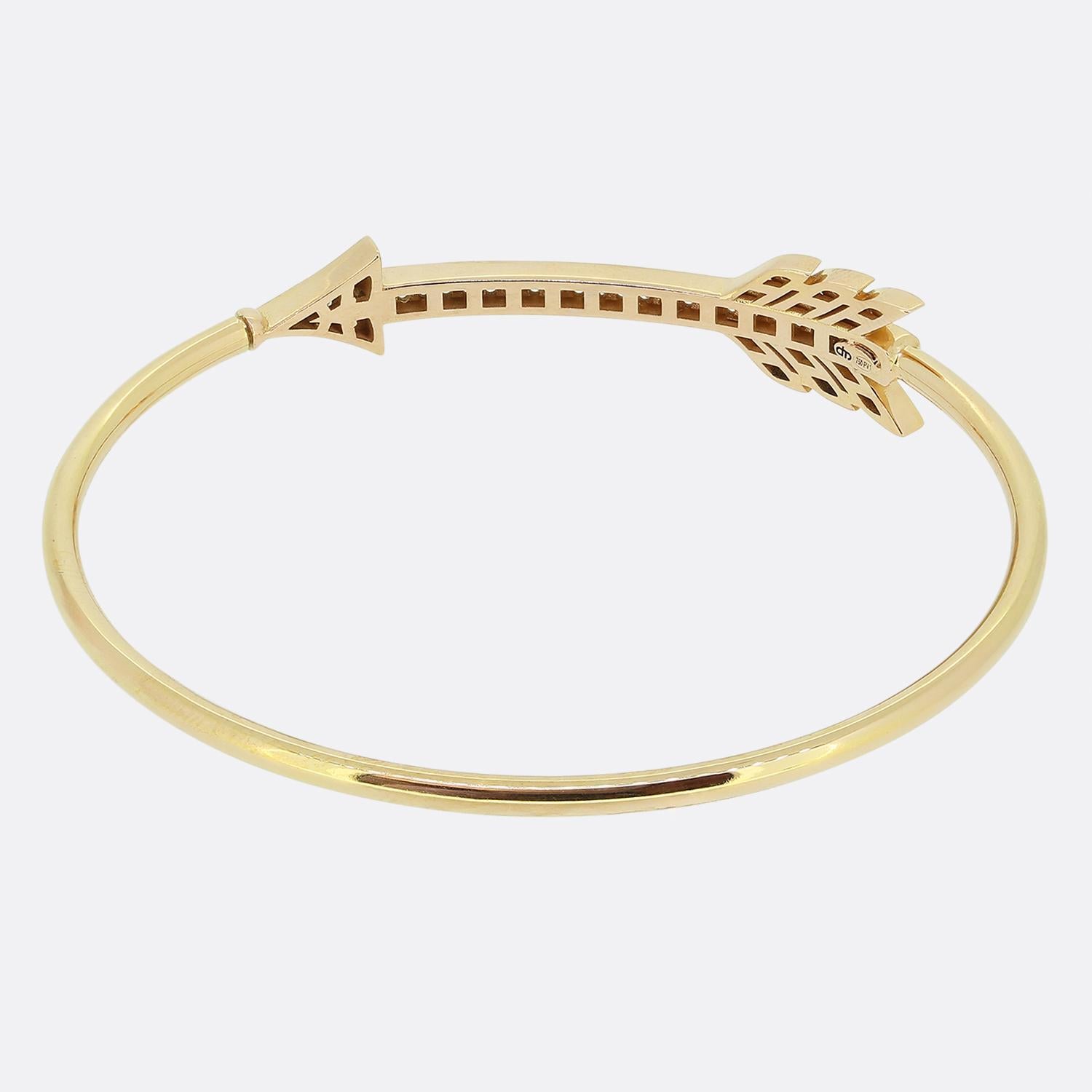 Pavé Diamond Set Arrow Bangle In Good Condition For Sale In London, GB