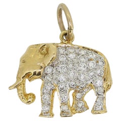 Pavé-Diamantbesetzter Elefanten-Anhänger