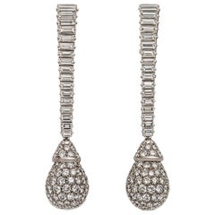 Pavé Diamond Set Platinum Pendant or Dangle Drop Earrings