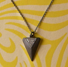 Pave Diamond Shark Tooth Necklace 925 Sterling Silver Triangle Diamond Necklace.