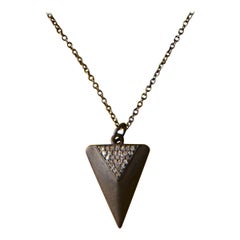 Pave Diamond Shark Tooth Necklace 925 Sterling Silver Triangle Diamond Necklace.