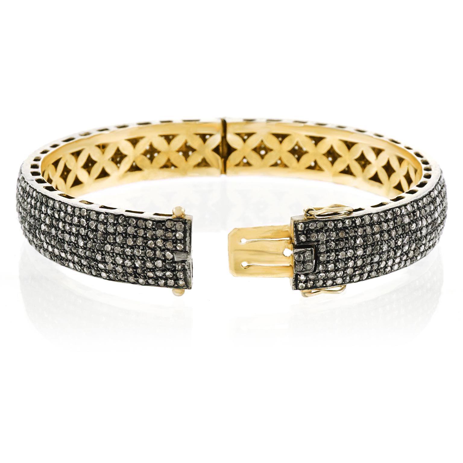 Pave Diamond Silver Vermeil Bangle Bracelet 3