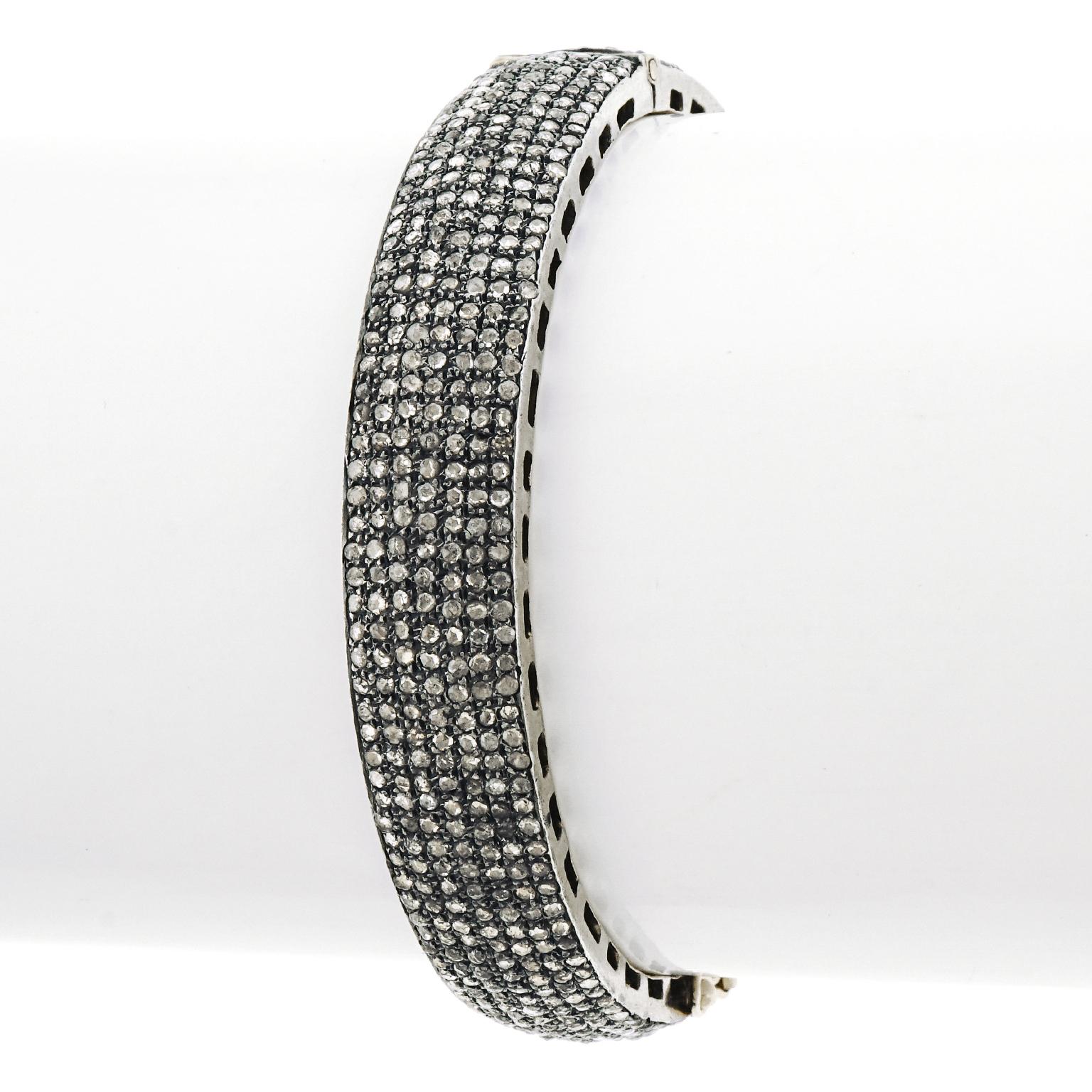 Pave Diamond Silver Vermeil Bangle Bracelet 4