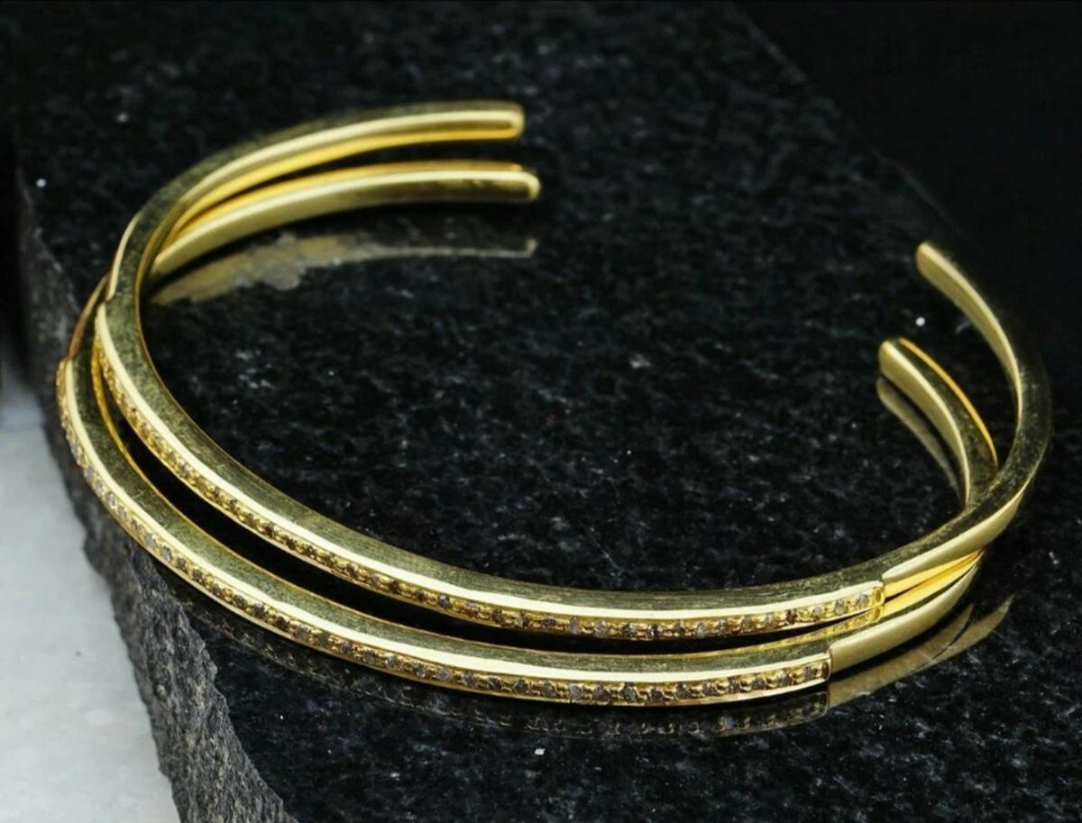 Pave Diamond Single Line Pulsera Brazalete 925 Silver Diamond Bracelet Regalo de boda. en venta 4