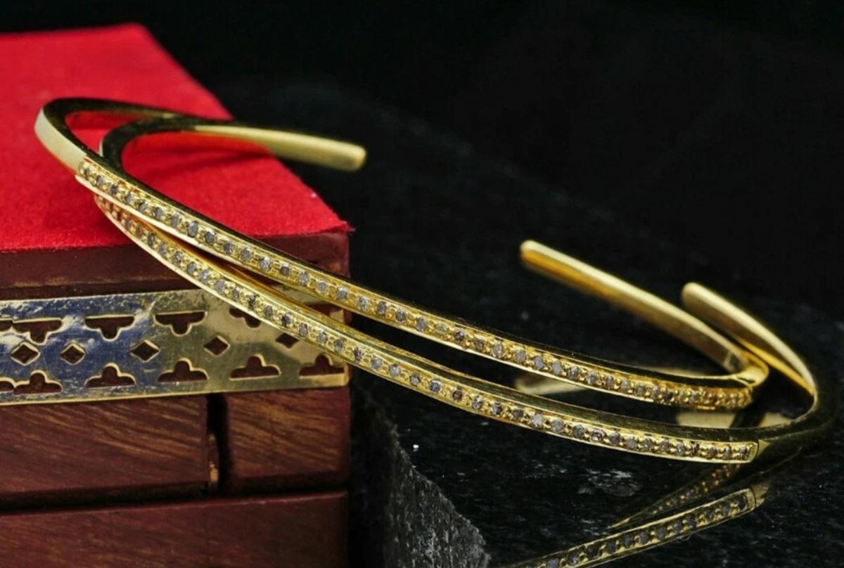 Pave Diamond Single Line Pulsera Brazalete 925 Silver Diamond Bracelet Regalo de boda. en venta 6