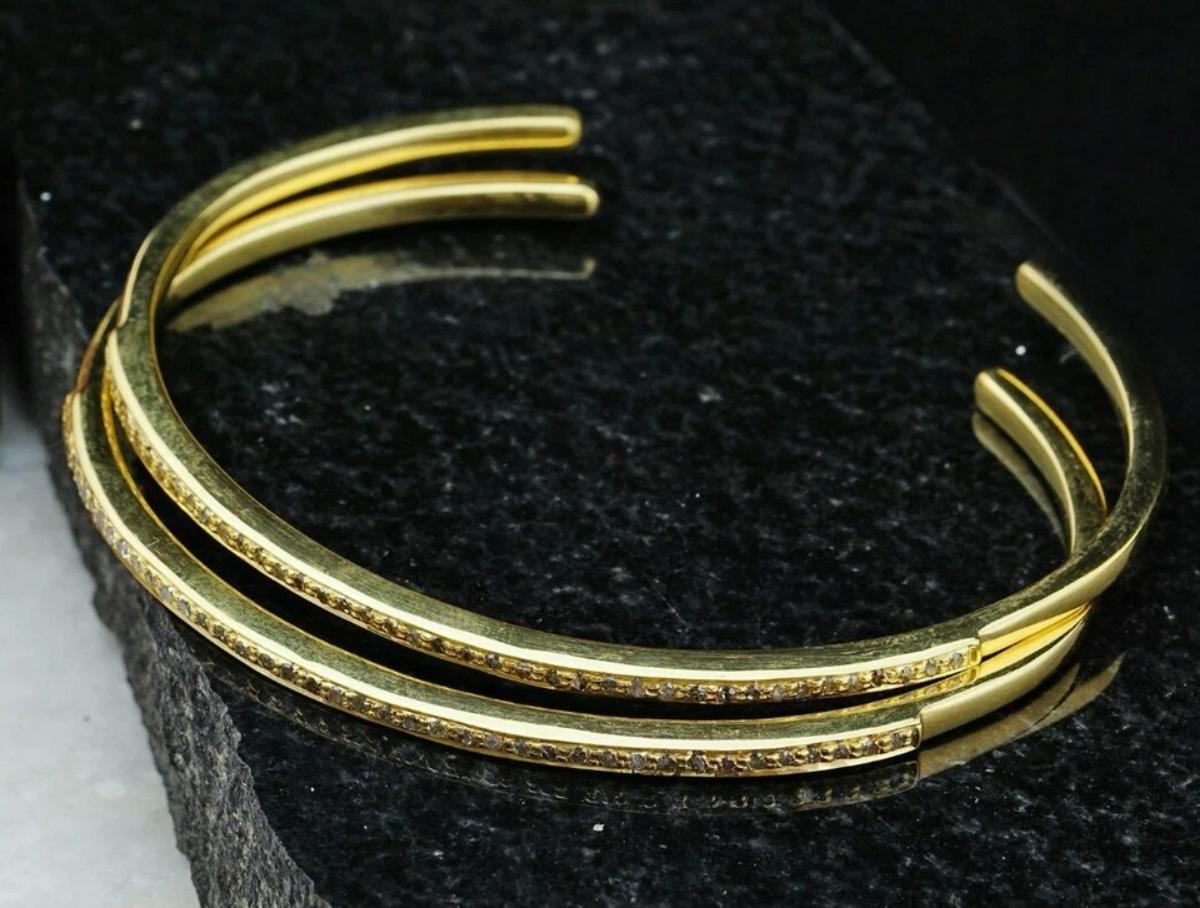 Pave Diamond Single Line Pulsera Brazalete 925 Silver Diamond Bracelet Regalo de boda. en venta 3