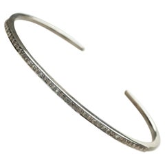 Pave Diamond Single Line Cuff Bracelet 925 Silver Diamond Bracelet Wedding Gift.