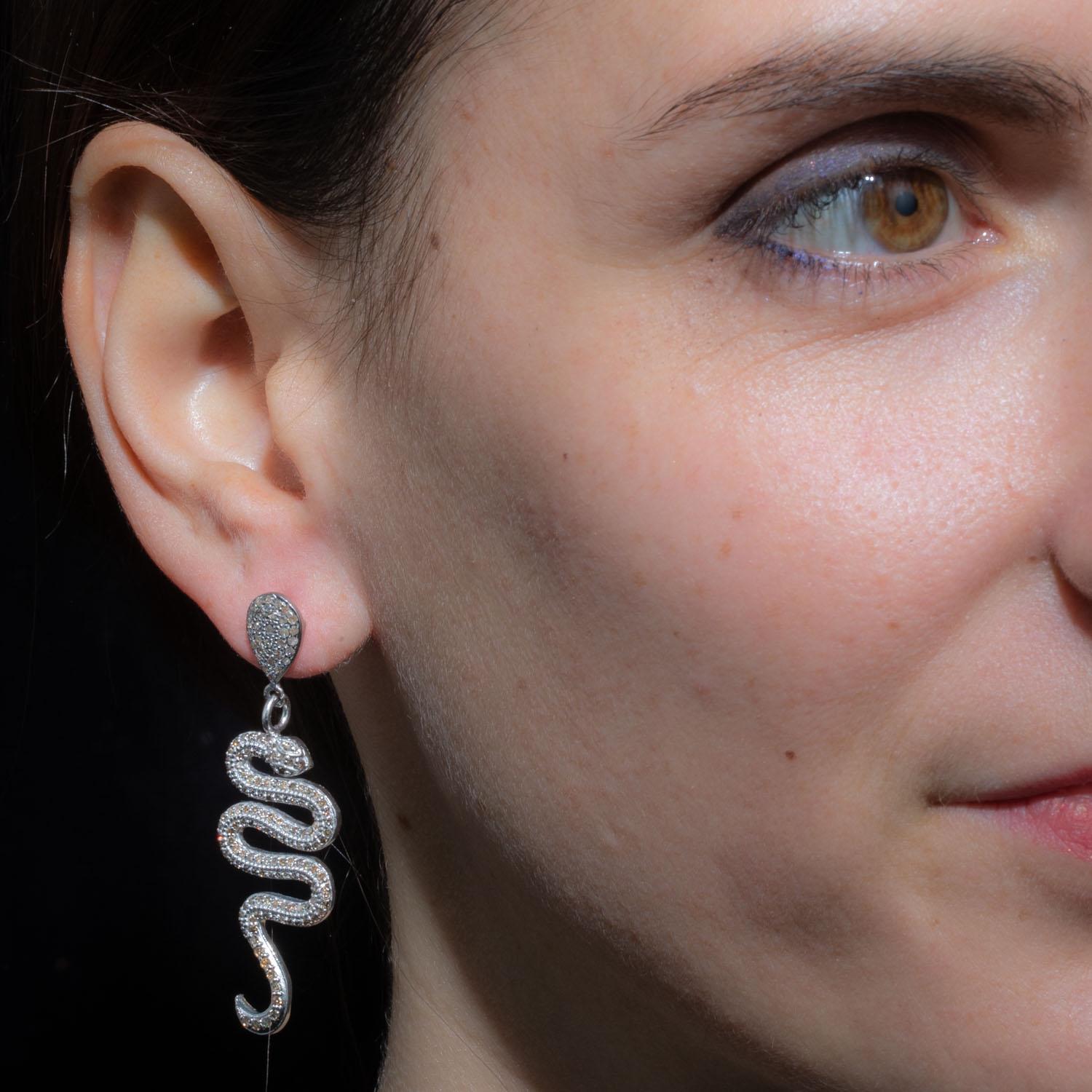 fashion diamond snake earrings