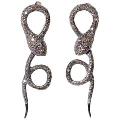Pavé Diamond Snake Earrings