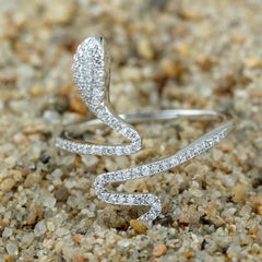 Pave Diamond Snake Ring Made In 18k White Gold