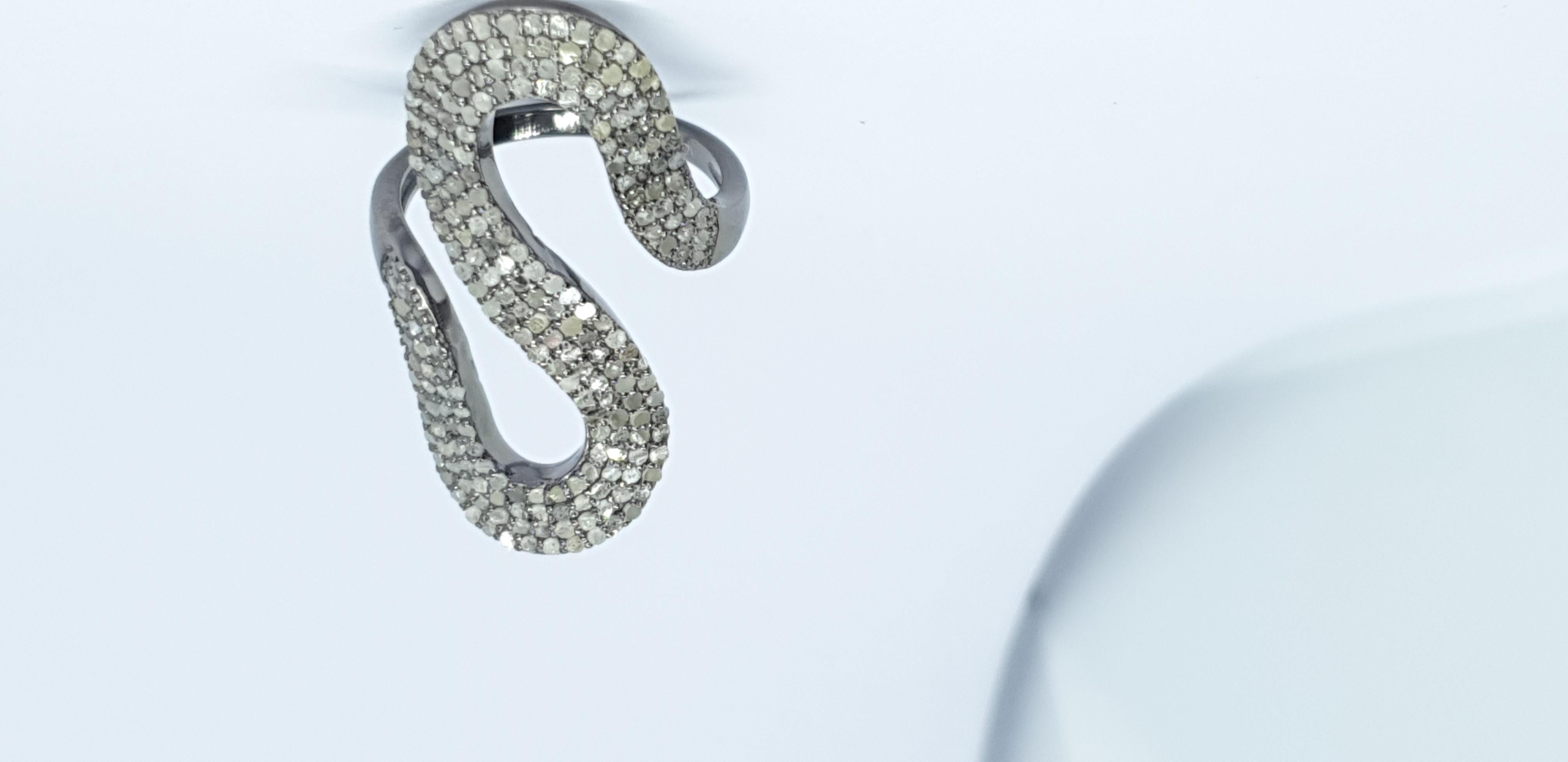 Pave Diamond Snake Shape Statement Ring For Christmas Gift For Women. For Sale 5