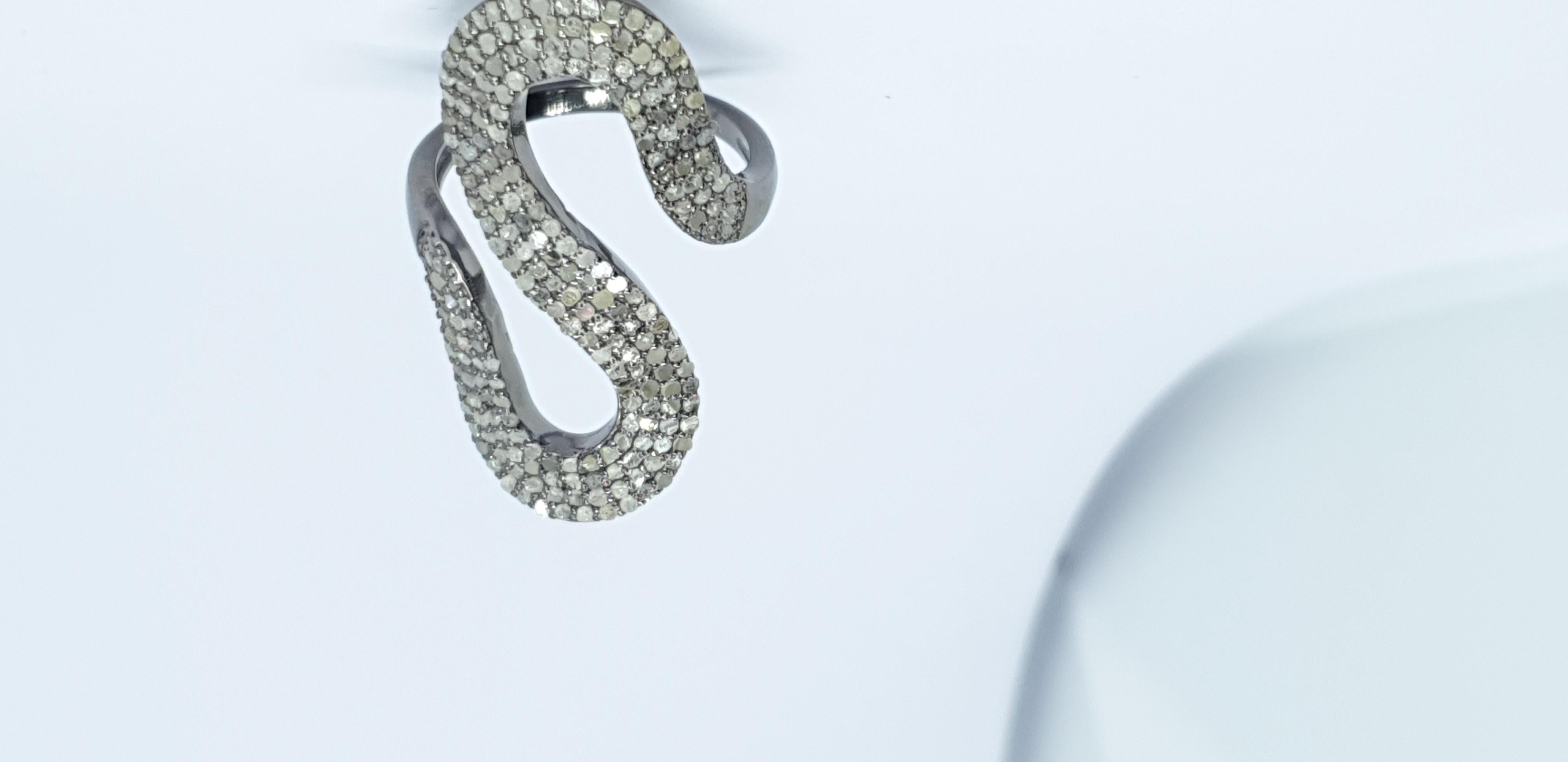 Pave Diamond Snake Shape Statement Ring For Christmas Gift For Women. For Sale 6