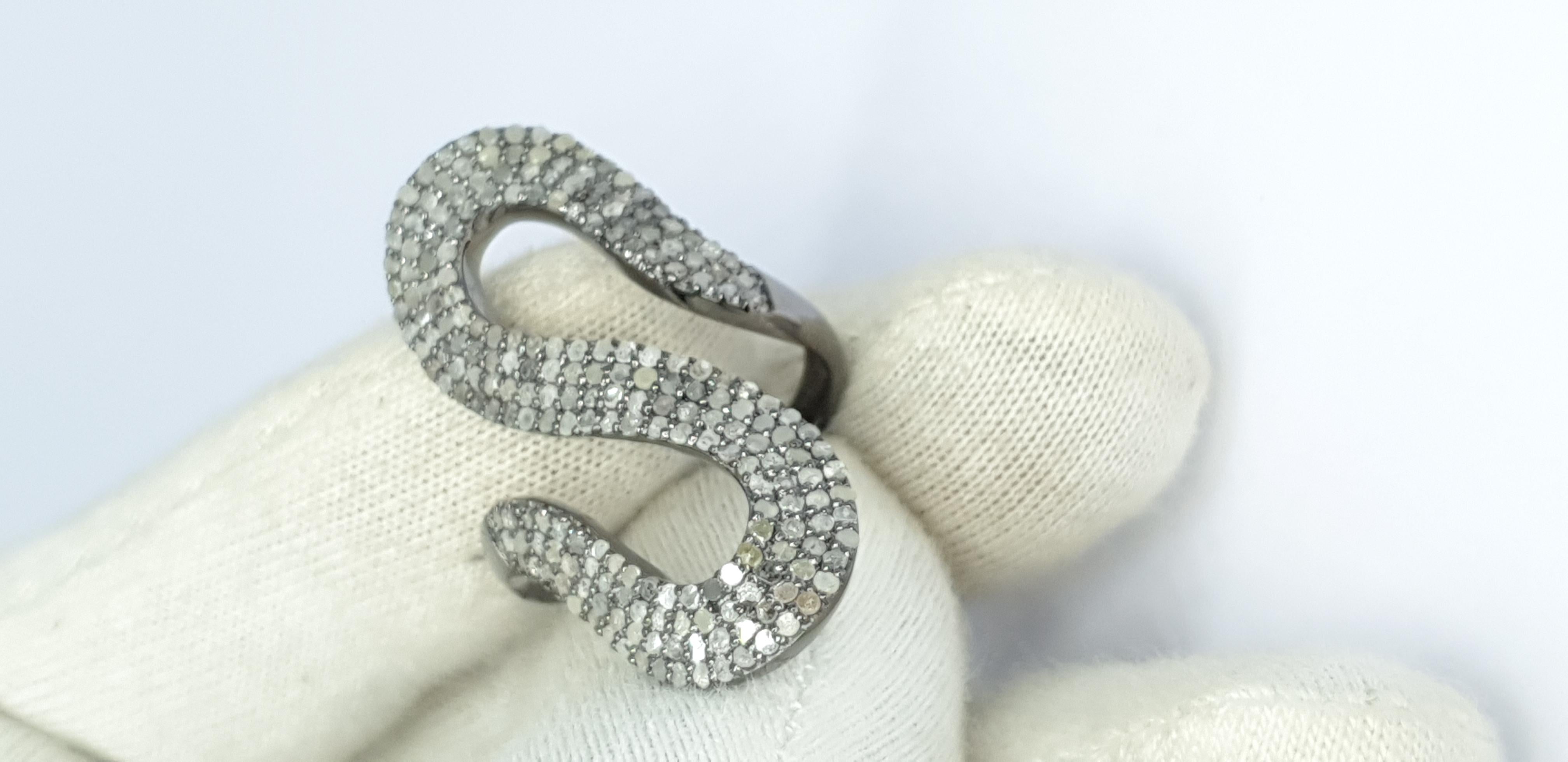 Pave Diamond Snake Shape Statement Ring For Christmas Gift For Women. For Sale 12