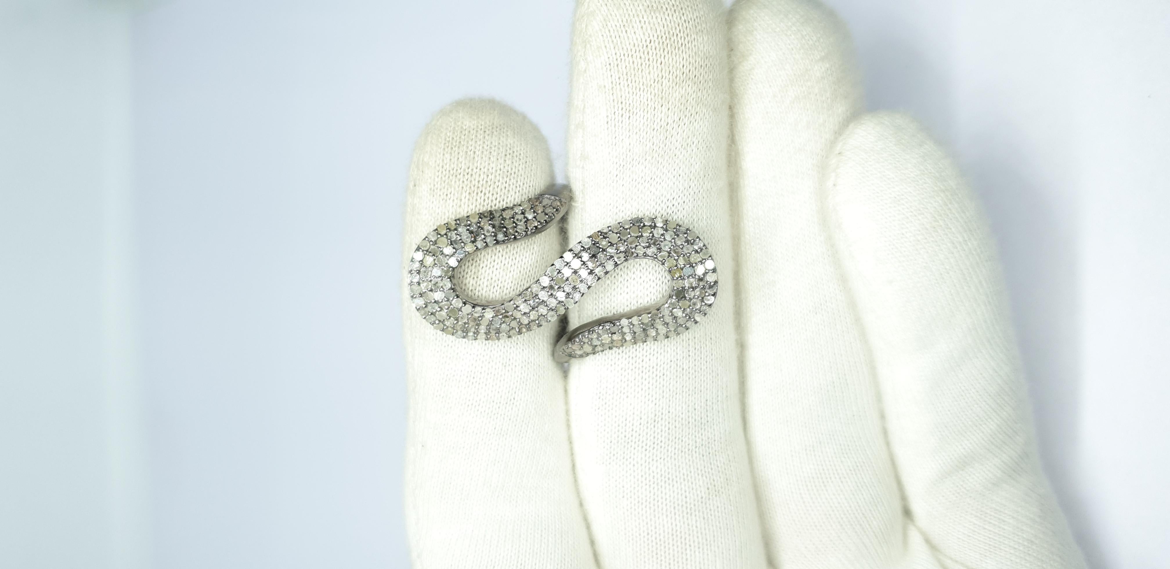 Art Deco Pave Diamond Snake Shape Statement Ring For Christmas Gift For Women. For Sale