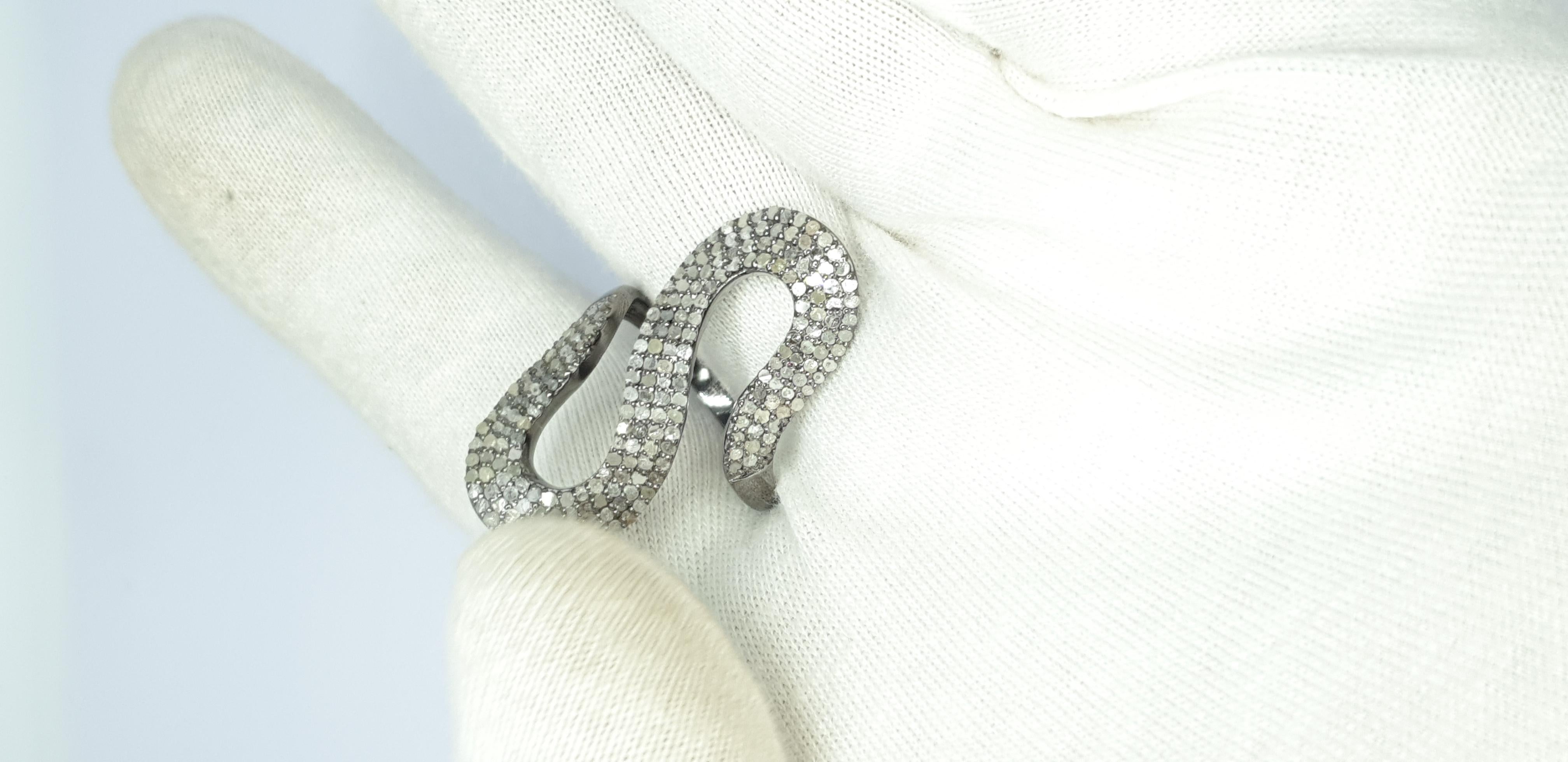 Pave Diamond Snake Shape Statement Ring For Christmas Gift For Women. For Sale 1