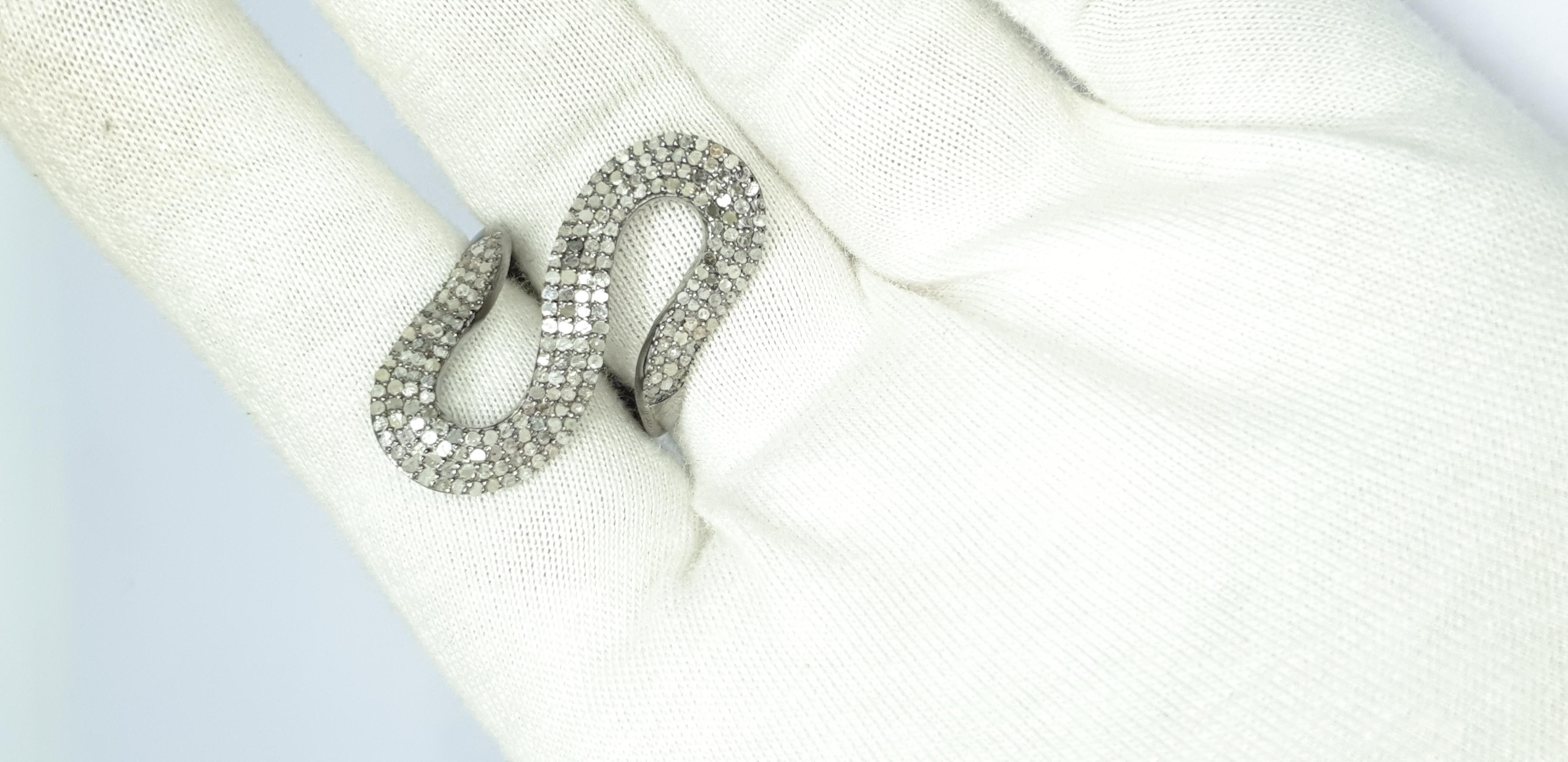 Pave Diamond Snake Shape Statement Ring For Christmas Gift For Women. For Sale 3