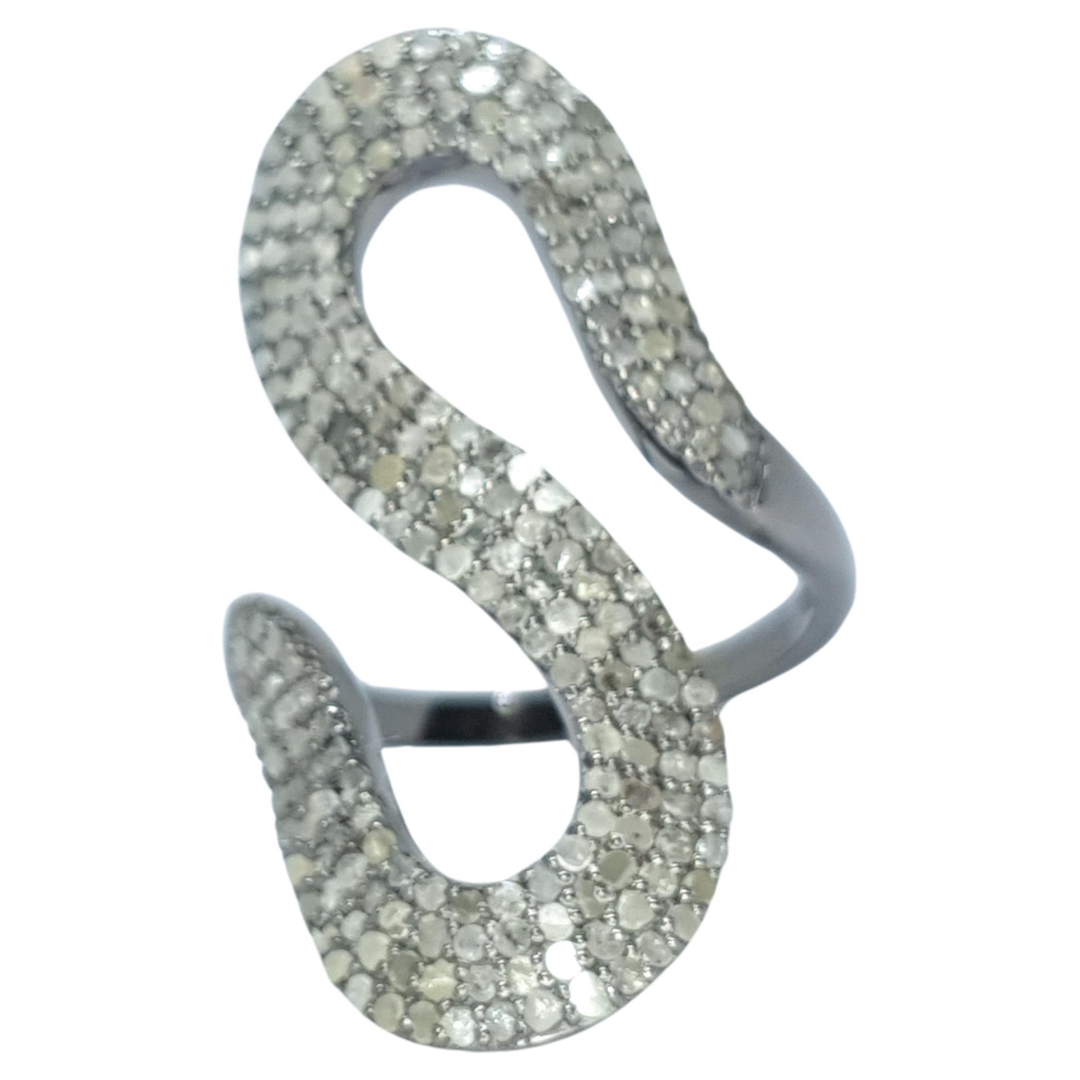 Pave Diamond Snake Shape Statement Ring For Christmas Gift For Women. For Sale