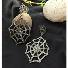 Pave Diamond Spider Web Earring 925 Silver Fine Diamond Earring
