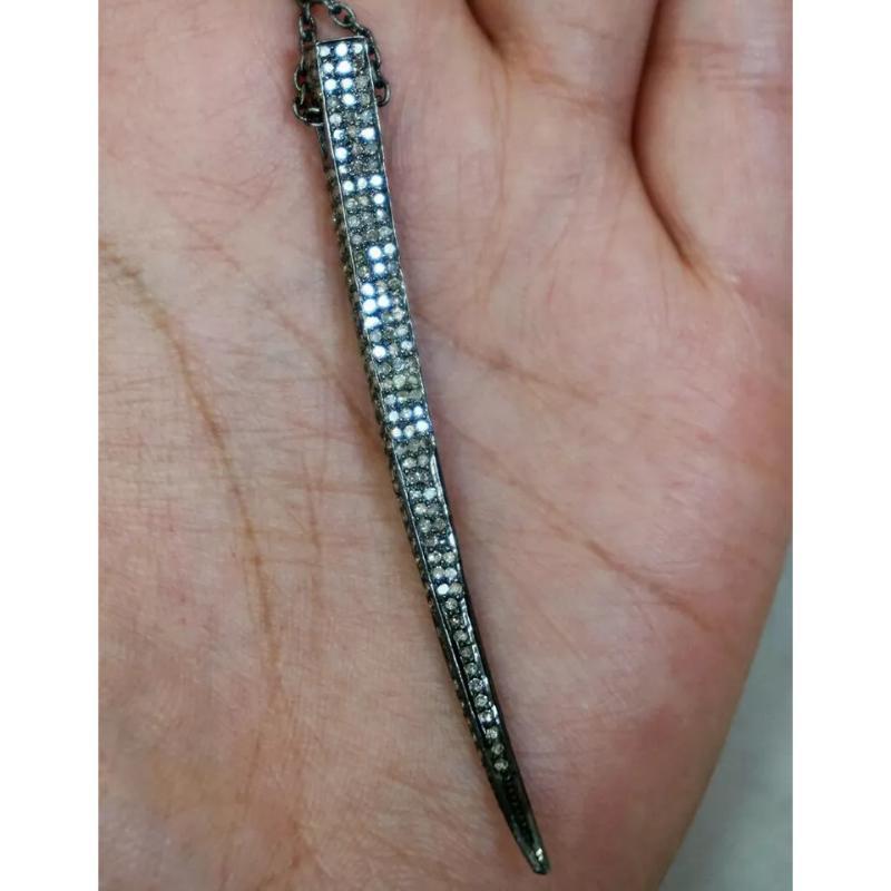 Pave Diamond Spike Bar Pendant 925 Silver Diamond Bar Pendant Birthday Charm.
Light weight can be worn everyday

Additional information:
Condition: New without tags: A brand-new, unused, and unworn item (including handmade items) that is not in