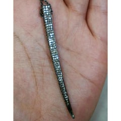 Pave Diamond Spike Bar Pendant 925 Silver Diamond