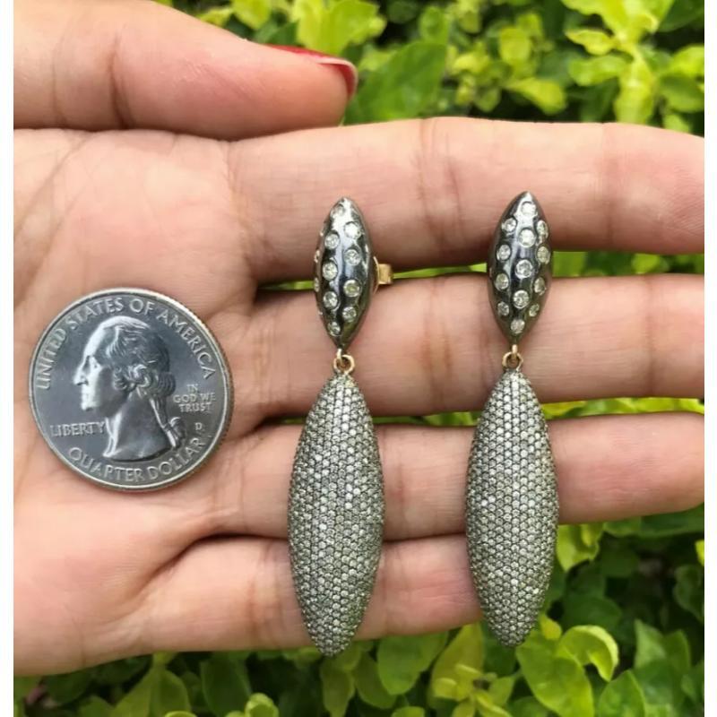 Pave Diamond Long Earring 925 Silver Polki Diamond Anniversary Earring Gift.
Light weight can be worn everyday

Additional information:
Condition: New without tags: A brand-new, unused, and unworn item (including handmade items) that is not in