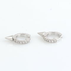 Pave Diamond Spike Hoops Earrings Made In 18k White Gold