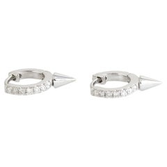 Pave Diamond Spike Hoops Earrings Made In 18k White Gold