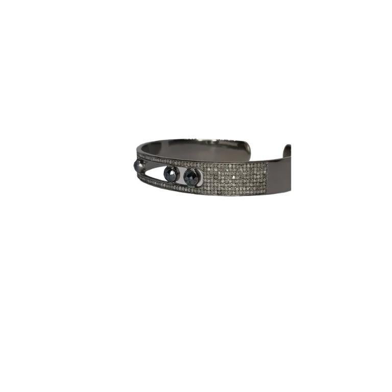 Bracelet jonc en argent 925 avec diamants pavés et spinelles Neuf - En vente à Chicago, IL