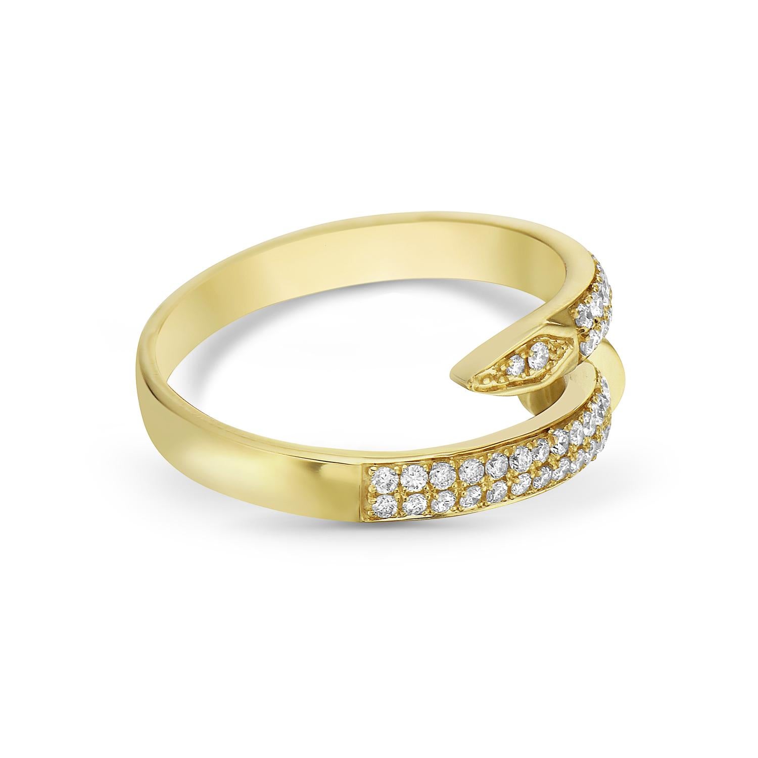 Mixed Cut Pave Diamond Spiral Ring Made In 18k Yellow Gold For Sale