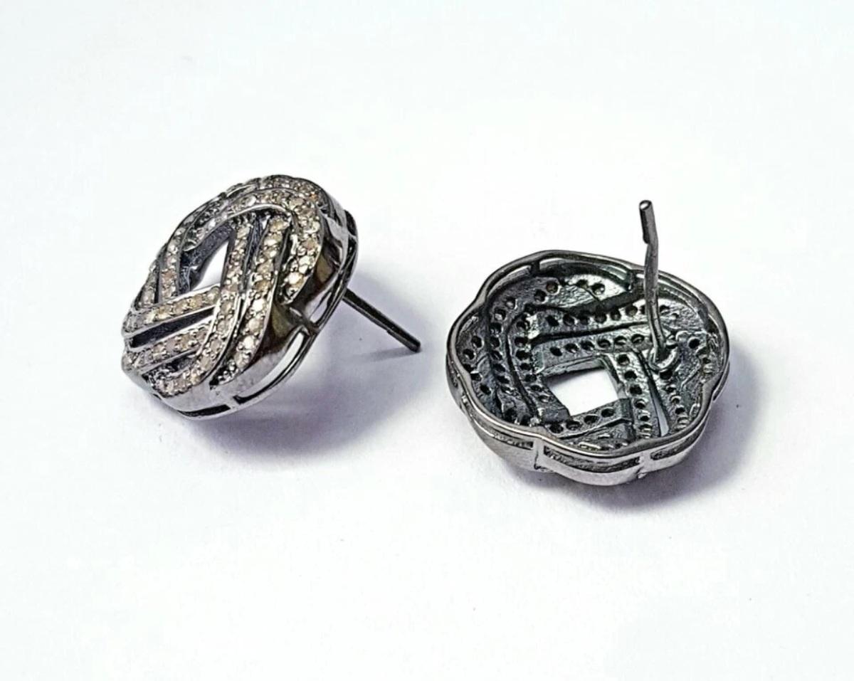 Pave Diamant-Spiral-Ohrstecker 925 Silber Diamant-Ohrstecker Geschenk zum Valentinstag (Art déco) im Angebot
