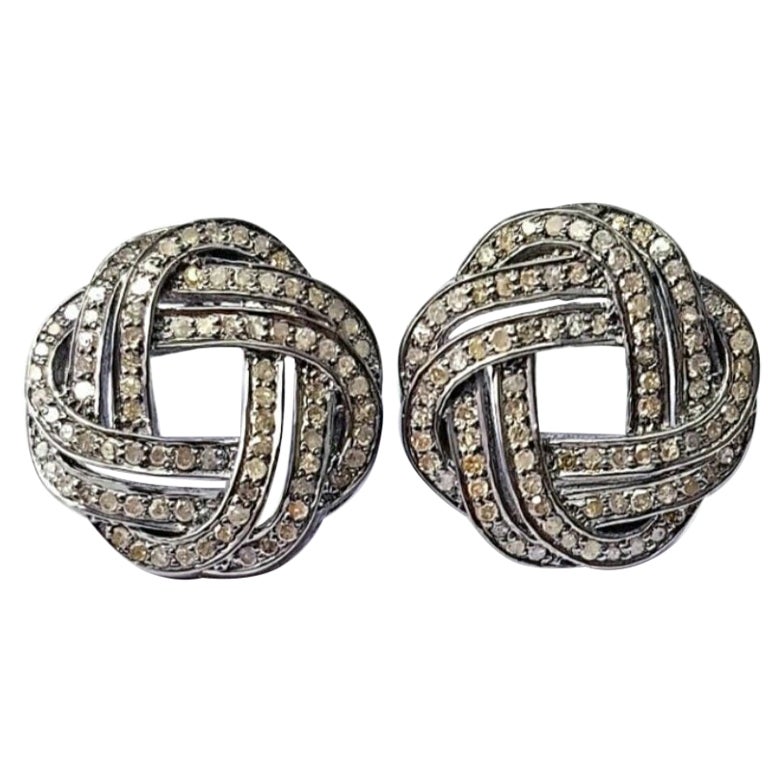 Pave Diamond Spiral Stud Earring 925 Silver Diamond Stud Earring Valentines Gift