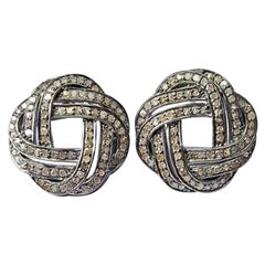 Pave Diamond Spiral Stud Earring 925 Silver Diamond Stud Earring Valentines Gift