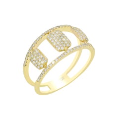 Luxle 0.48 Cttw. Round Pave Diamond Split Shank Ring in 14 Karat Yellow Gold