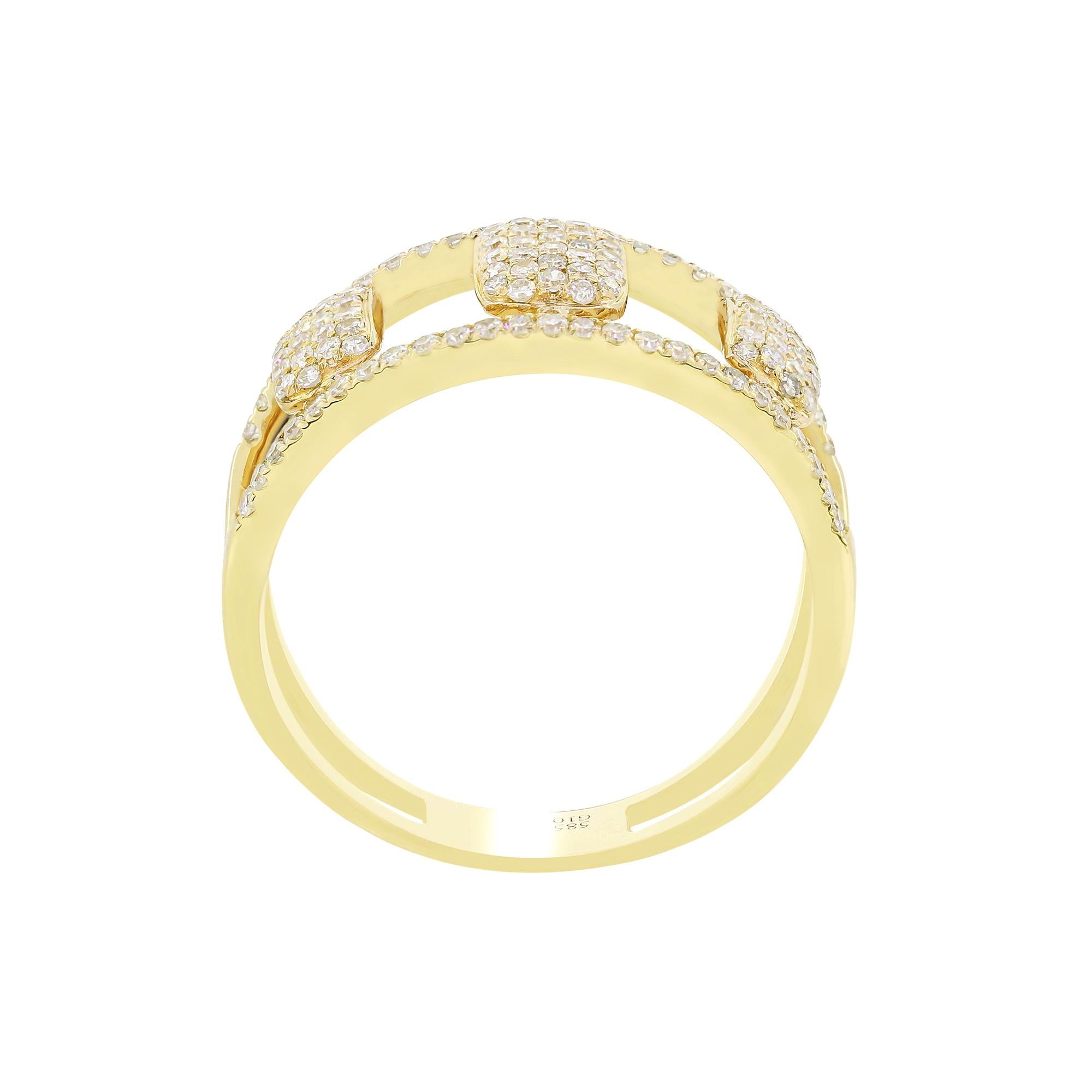 Luxle 0.48 Cttw. Round Pave Diamond Split Shank Ring in 14 Karat Yellow Gold In New Condition For Sale In New York, NY