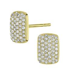 Pave Diamond Square Stud Earrings in 18k Yellow Gold
