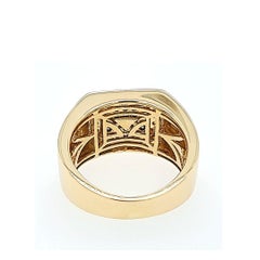 Pave Diamond Square Top Ring in Yellow Gold
