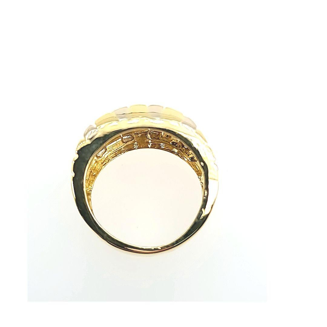 Round Cut Pave Diamond Square Top Ring in Yellow Gold For Sale