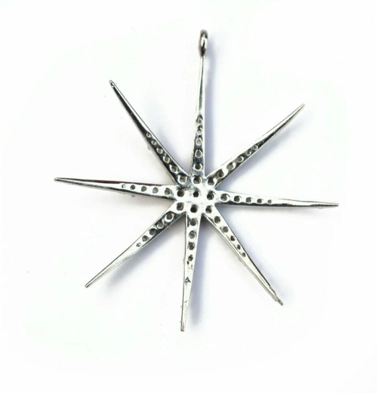 Art déco Pave Diamond Star Charm Pendant 1Pc 925 Silver Diamond Star Pendant Single Bail. en vente