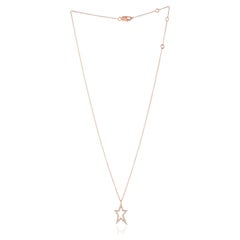 Collana a catena con ciondolo a forma di stella con diamanti Pave in oro rosa 14k