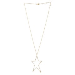 Chaîne collier pendentif étoile pavé de diamants en or jaune 14 carats