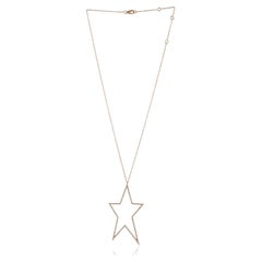 Pave Diamond Star Pendant Chain Necklace Made In 18k Rose Gold