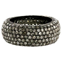 Fascia per l
eternità con diamanti Pavé in argento annerito