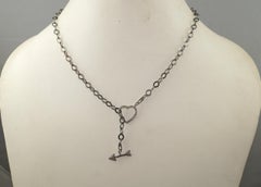Pave diamond Sterling silver Y shaped necklace