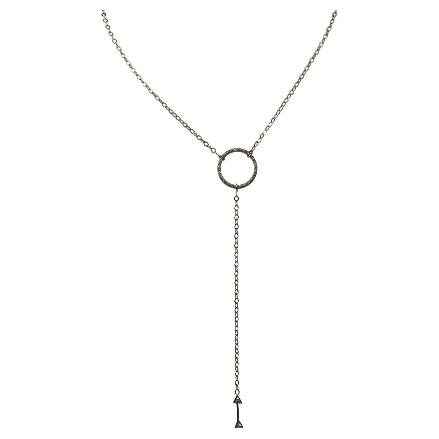 Pave diamond Sterling silver Y shaped necklace