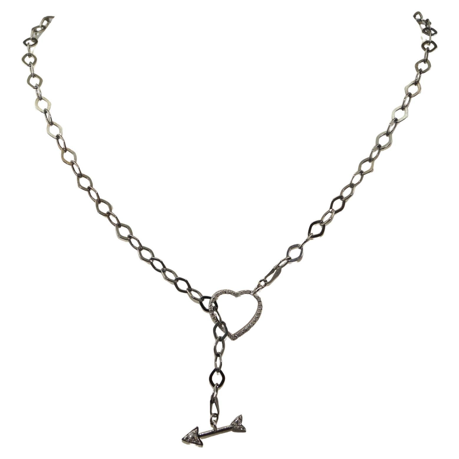 Pave diamond Sterling silver Y shaped necklace