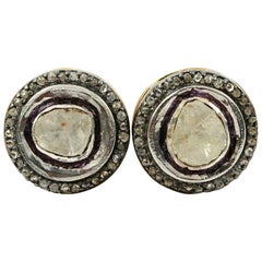 Pave Diamond Stud Earring 925 Silver Polki Diamond Earring Tops Valentines Gift.