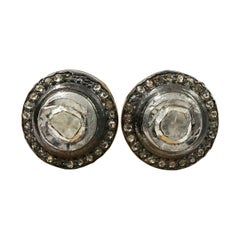 Pave Diamond Stud Earring 925 Silver Polki Diamond Stud Jewelry Birthday Gift.