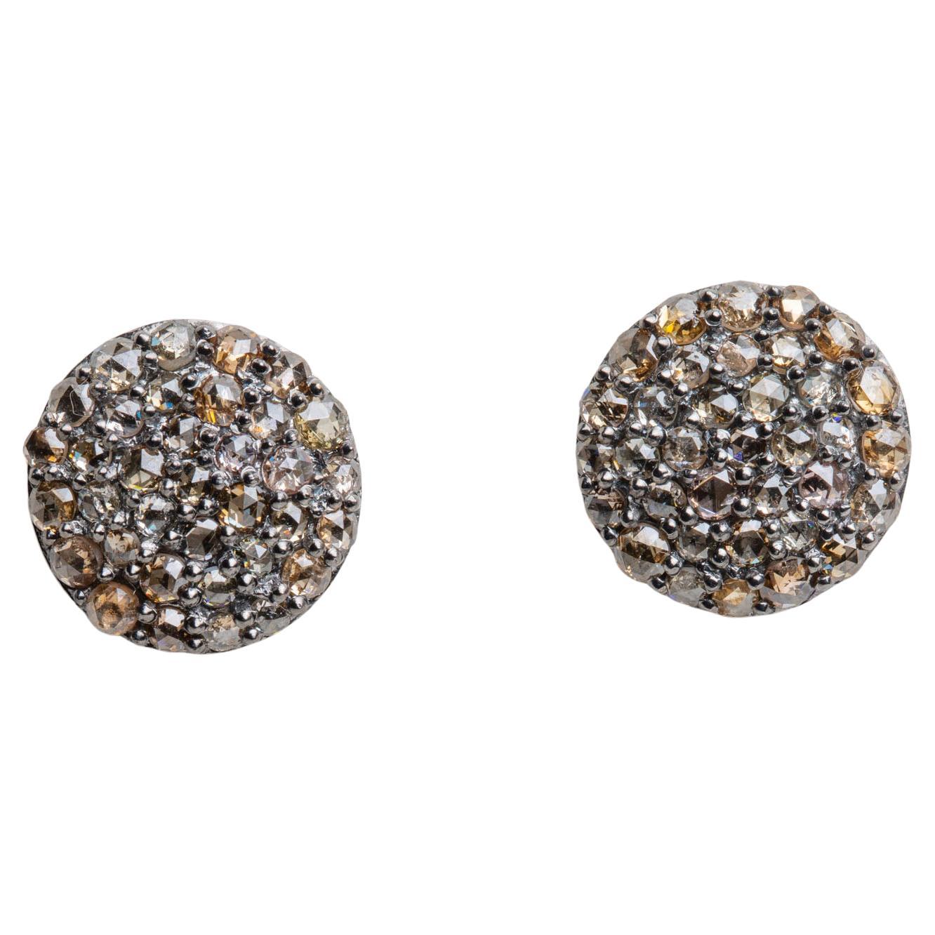 Pave` Diamond Stud Earrings For Sale